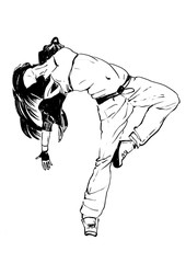 street dancer illustration,hand drawn painting