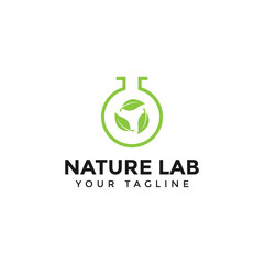 Nature Green Leaf and Lab Logo Design Template