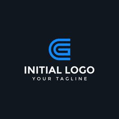 Monogram Initial of Letter GC or CG Logo Design Template