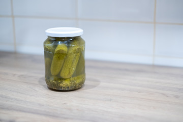 Pickled cucumbers, gherkins, dill, vegetable, food photography
