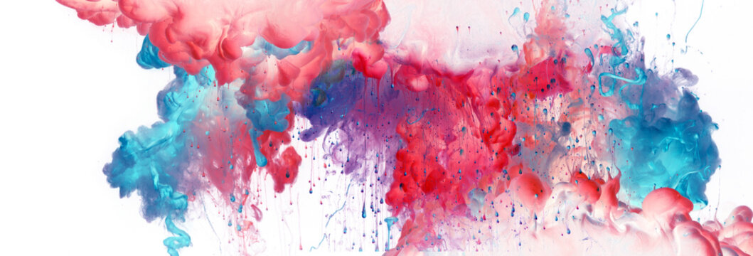 Acrylic blue and red colors in water. Ink blot. Abstract  background.