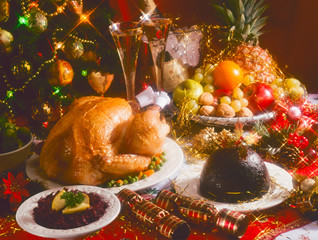 Tradirional Christmas Foods. Soft Focus.