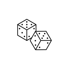 dice, casino, vector, icon, outline. Illustration isolated vector sign