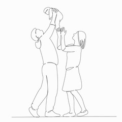 mom dad and baby play