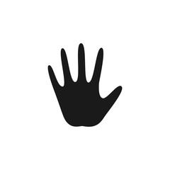 Fototapeta na wymiar Hand or palm print silhouette black vector icon. Human hand glyph symbol.