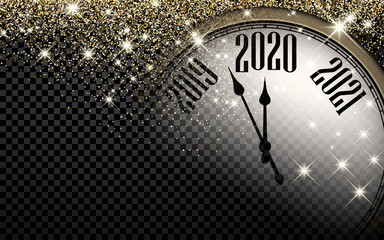 Fototapeta na wymiar 2020 New Year background with clock.