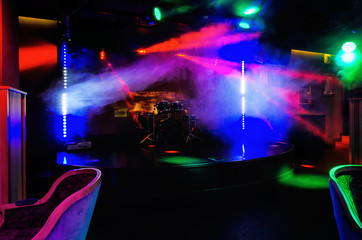 Fototapeta na wymiar Club interior with stage and disco
