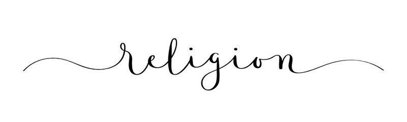 Fototapeta na wymiar RELIGION vector brush calligraphy banner