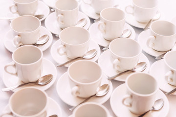 Cups for tea. Serving in a restaurant.