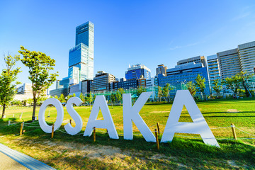 Fototapeta premium Osaka image landscape Osaka Minami Tennoji Abeno park z symbolem niebieskiego nieba