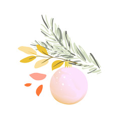 Merry Christmas and New Year greeting card. Watercolor imitation vector graphic design.