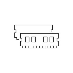 Ram memory linear icon on white background. Computer hardware unit. Editable stroke