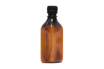Brown plastic bottle isolated on white background.