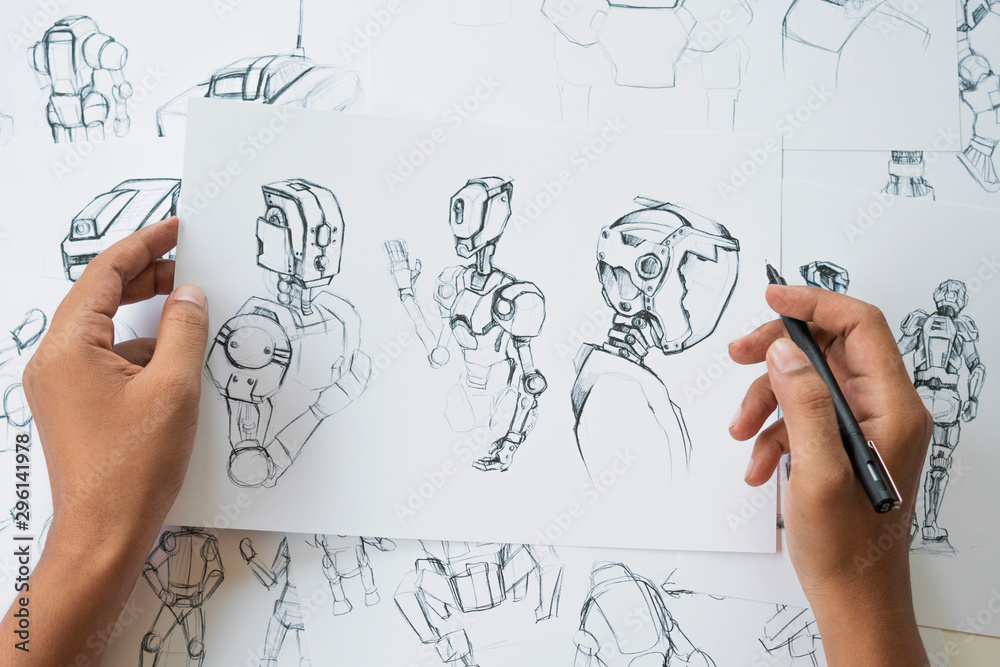 Wall mural animator designer development designing drawing sketching development creating graphic pose characte