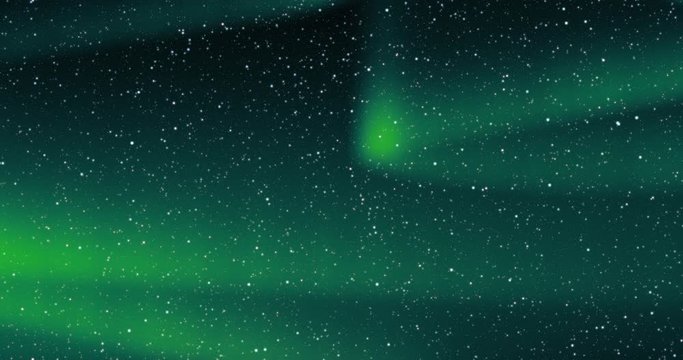 Seamless video loop - beautiful aurora light phenomenon in a clear night sky with twinkling stars - digitally generated video - ProRes