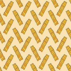 Pasta seamless pattern. Background with vermicelli pattern design.