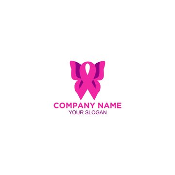 Fight Fly Breast Cancer Logo Design Vector