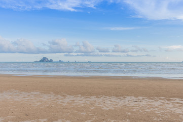 Sea beach and blue sky, Krabi, Thailand.