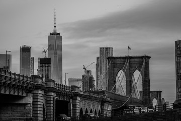 Fototapeta na wymiar Brooklyn bridge black and white Image, amazing photography of the Brooklyn bridge