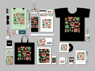 Corporate flat mock-up template, watermelon background