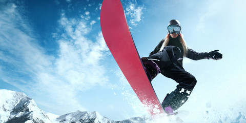 Snowboarding. - obrazy, fototapety, plakaty
