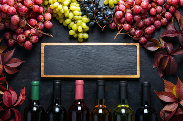 Wine sale concept template, flat lay composition