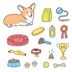 Set of pet shop products icons isolated on white background - 296146988