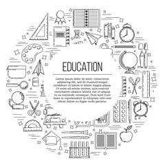 Education card concept. School illustration for design and web