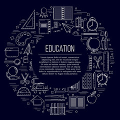 Education card concept. School illustration for design and web