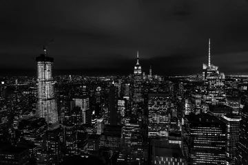 Peel and stick wall murals Empire State Building New York, New York, USA night skyline, view from the Empire State building in Manhattan, night skyline of New York black and white photography