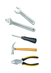 set of tools isolated on white
