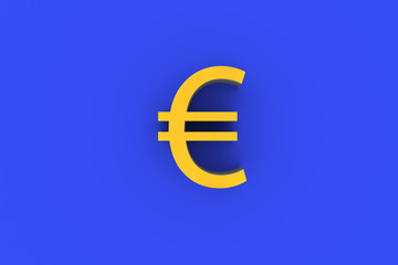 Euro currency sign on blue background. 3d illustration