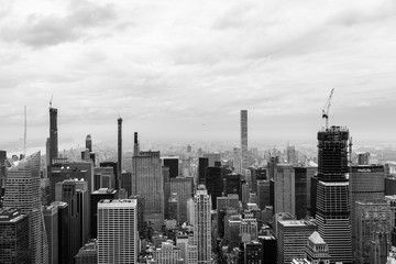 New York, New York, USA skyline, view from the Empire State building in Manhattan, black and white photography