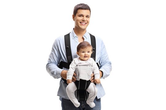 Father with a baby in a carrier