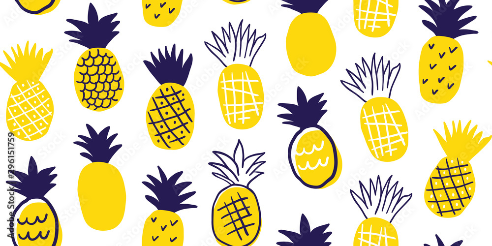 Wall mural Colorful minimalistic pineapples pattern