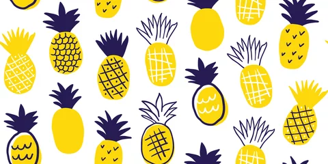 Foto op Plexiglas Ananas Kleurrijk minimalistisch ananaspatroon