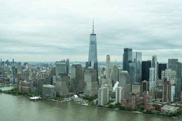 Obraz premium New York Skyline from above Image, Manhattan architecture photography, aerial view over New York city 