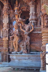 Fototapeta premium Statues outside Wooden Thai Temple
