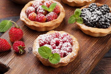 Set of cakes with berries