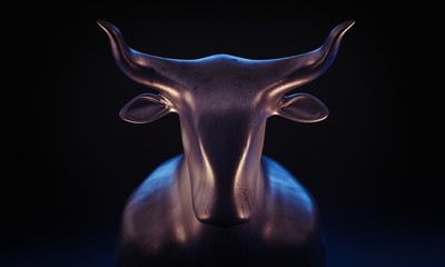 Abstract Iron Bull Statue - 3D illustration