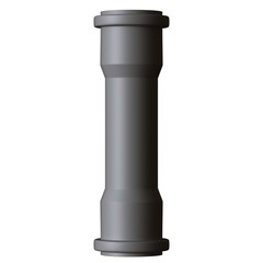 Plastic sewer pipe grey on white background, isolated. 3D rendering of excellent quality in high resolution. It can be enlarged and used as a background or texture.