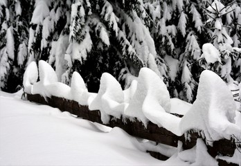 deep snow on fence