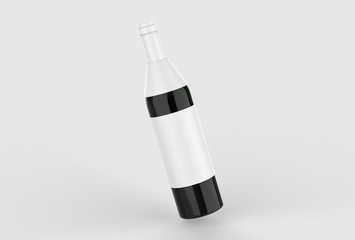 Wine bottle with blank label and hang tag for branding and mock up. 3d render illustration.