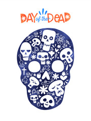 Day of the dead sugar skull mexico decoration card