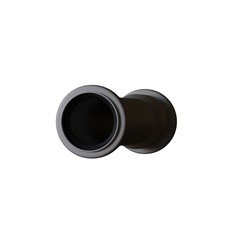 Plastic sewer pipe grey on white background, isolated. 3D rendering of excellent quality in high resolution. It can be enlarged and used as a background or texture.