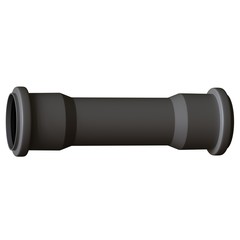 Plastic sewer pipe grey on white background, isolated. 3D rendering of excellent quality in high resolution. It can be enlarged and used as a background or texture.