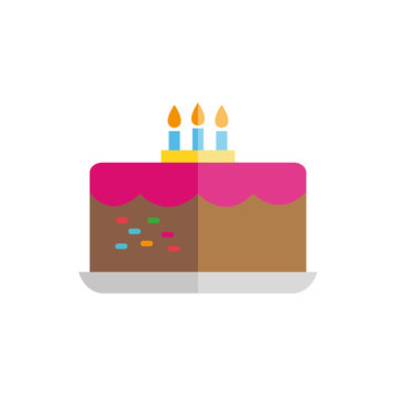 Happy birthday cake icon flat vector design