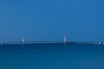 Long Exposure of Mackinaw Bridge and Mackinaw Island From McGulpin Point