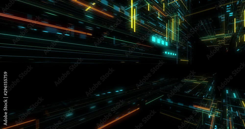 Poster quantum computer environment with digital technology, processing unit of an advanced artificial inte