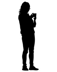 Young woman with smartphone on a white background